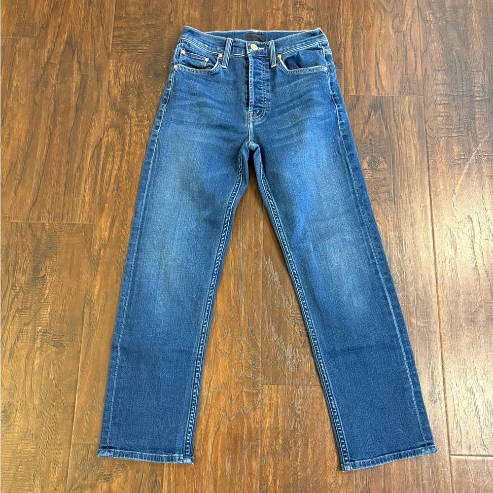 MOTHER The Tomcat Crop Straight Leg Jeans in Snipped in the Bud Wash Size 24